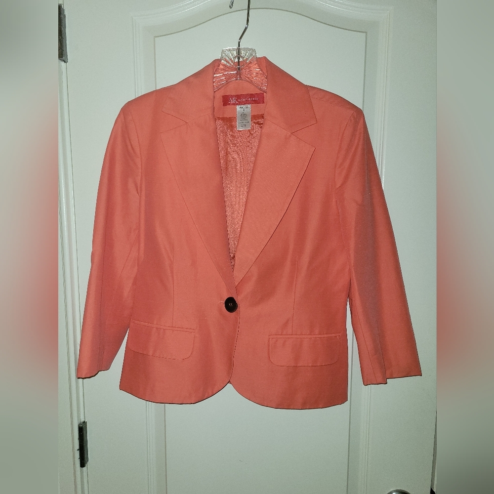 Anne Klein Orange Linen Blend Blazer